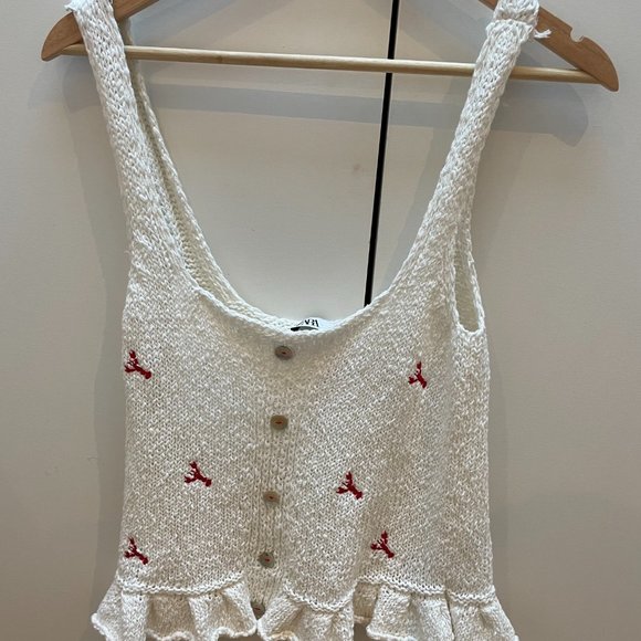 Zara Knit Top with Embroidery - Picture 2 of 2